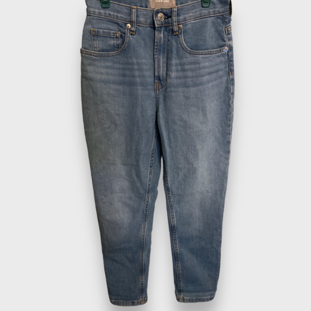 EVERLANE High Rise Slim Straight Ankle Crop Light Wash Jeans W25